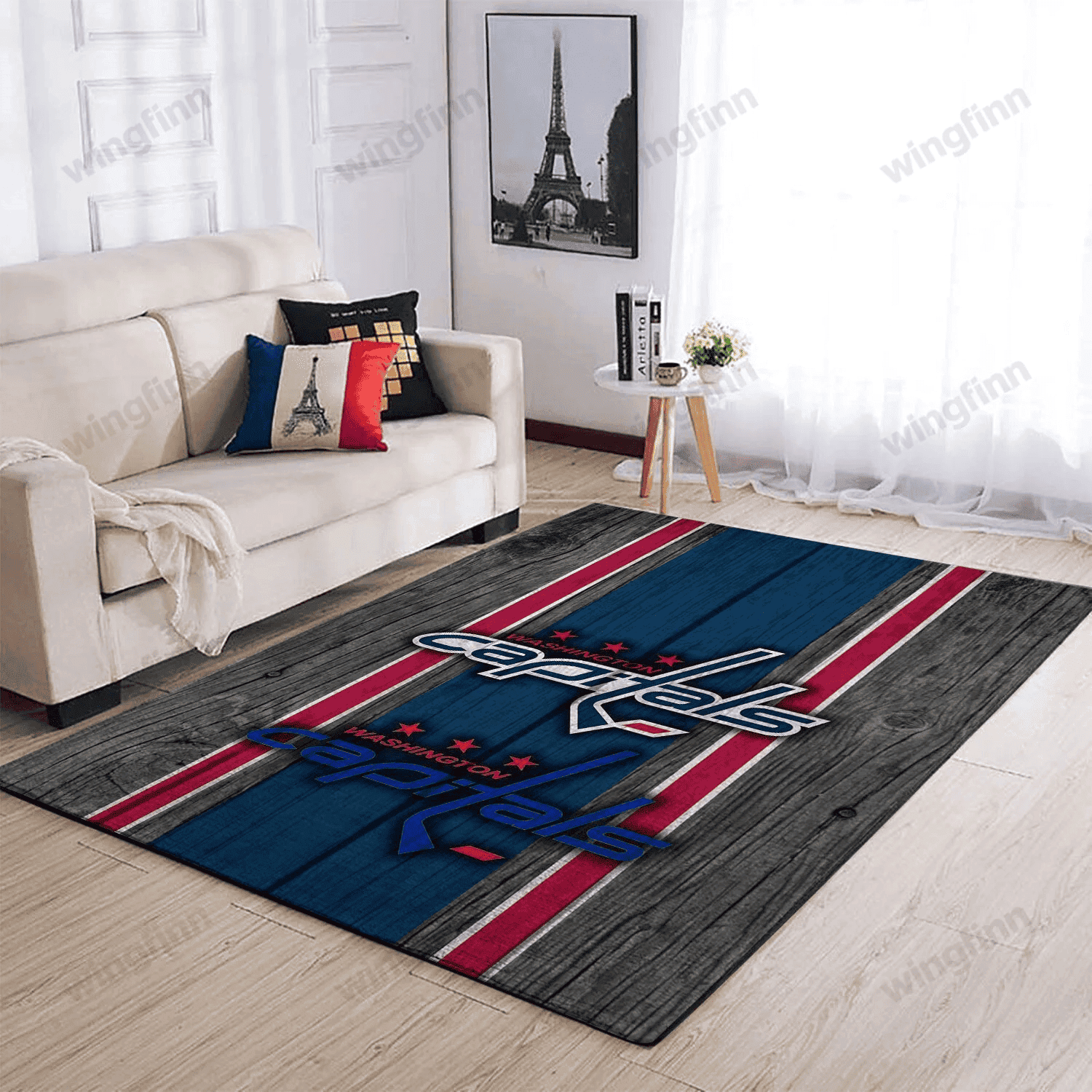 Washington Capitals Team Logo Rectangle Area Rug – Full Print Carpet For Living Room & Bedroom Home Decor