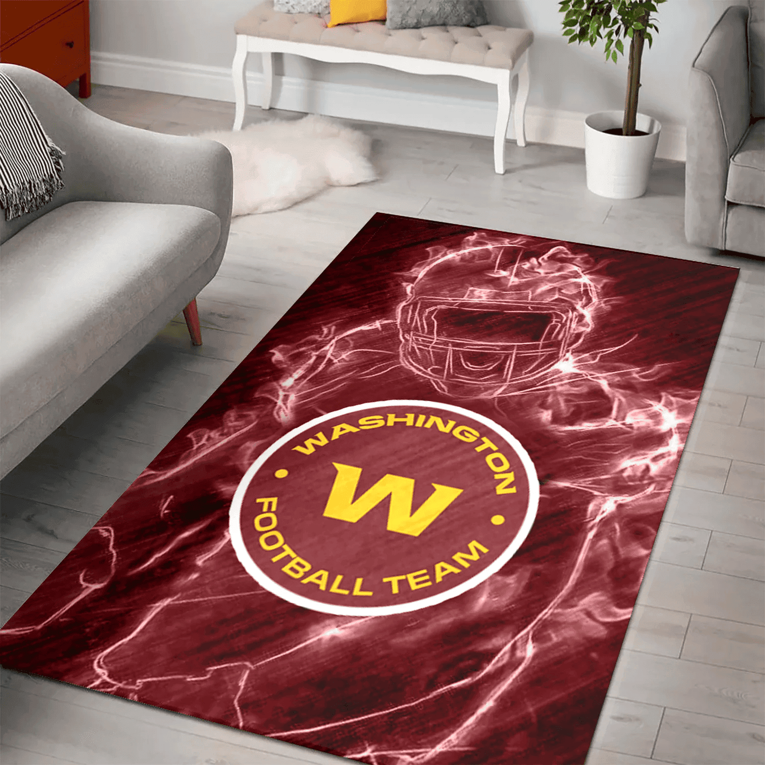 Washington Commanders Legend 3D Full Print Rectangle Area Rug – Full Print Carpet For Living Room & Bedroom Home Decor