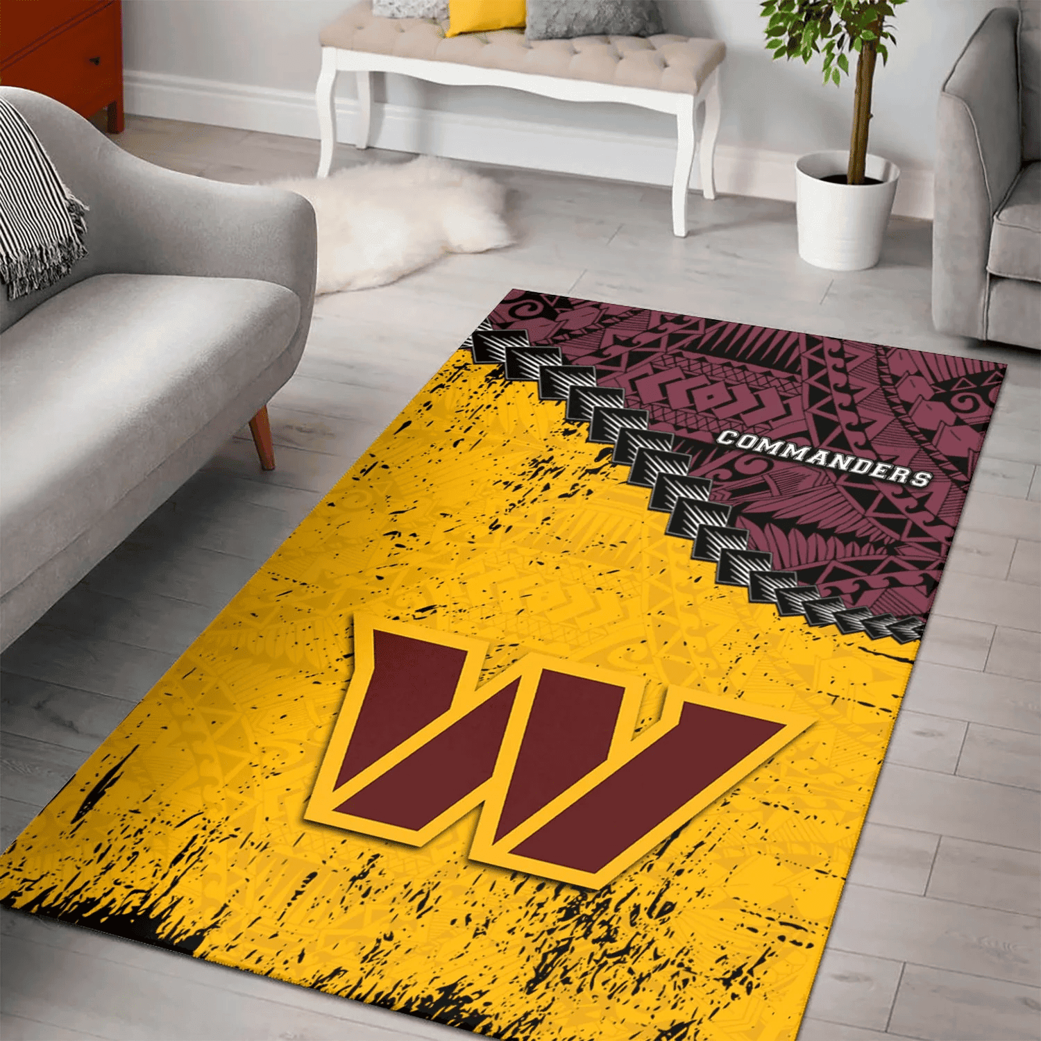 Washington Commanders Rectangle Area Rug – Full Print Carpet For Living Room & Bedroom Home Decor