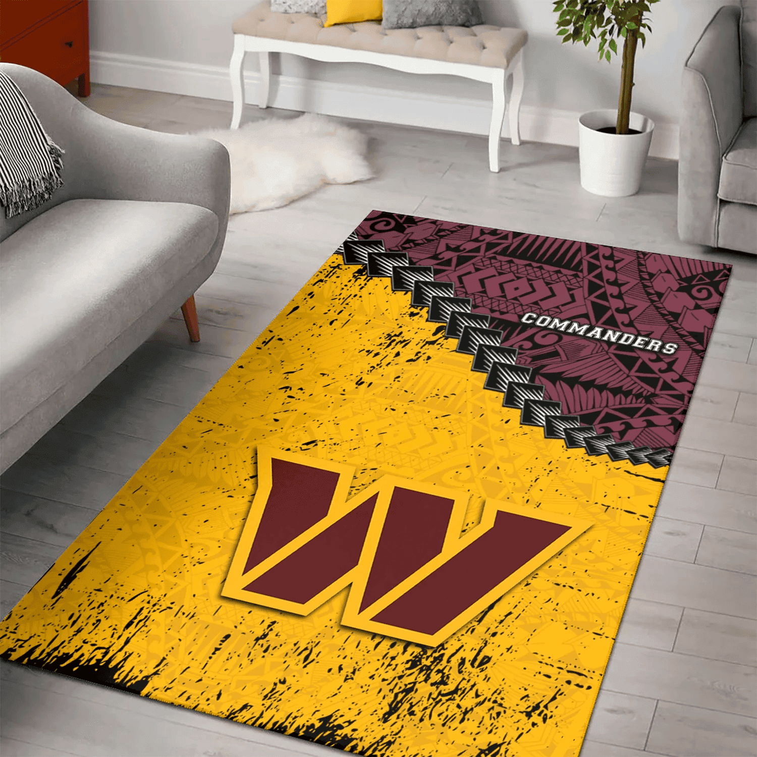 Washington Commanders Rectangle Area Rug – Full Print Carpet For Living Room & Bedroom Home Decor