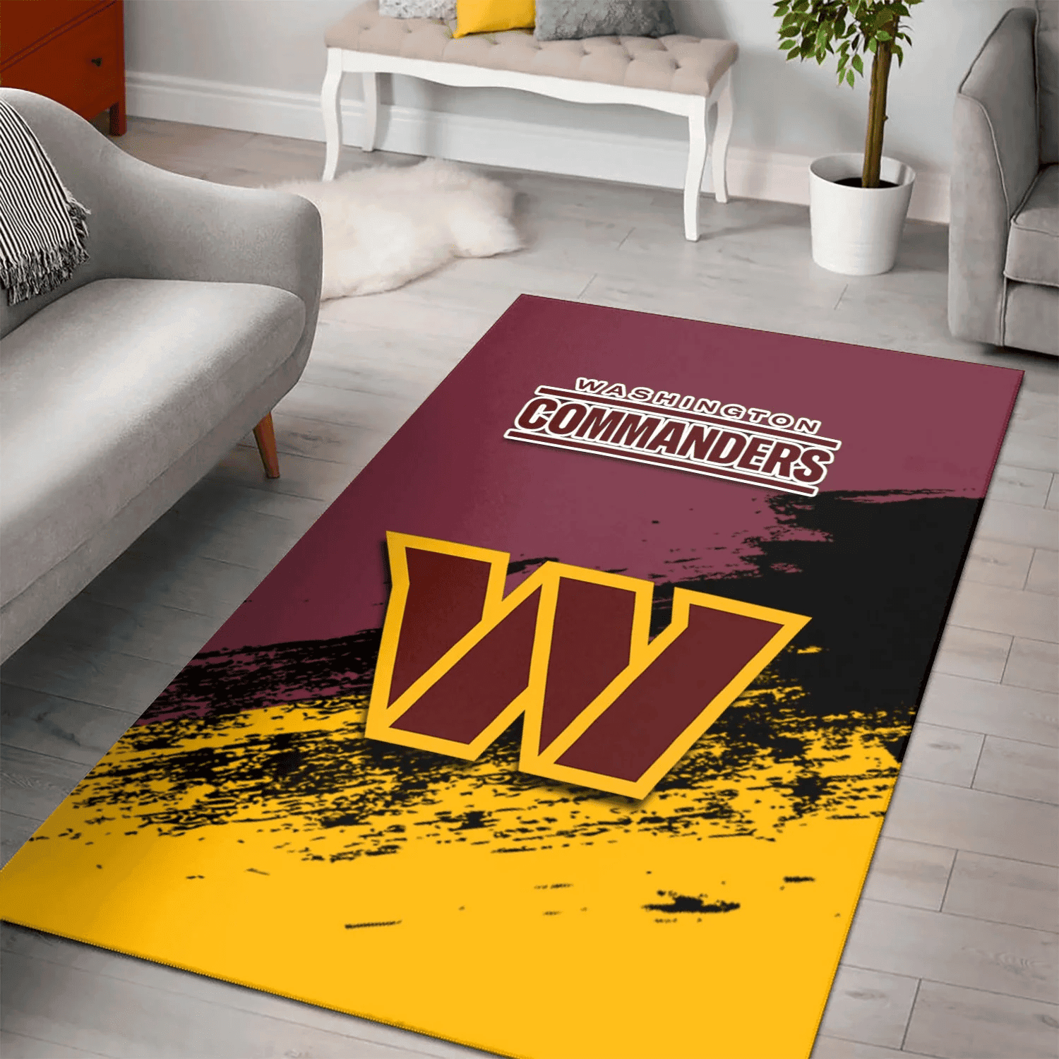 Washington Commanders Rectangle Area Rug – Full Print Carpet For Living Room & Bedroom Home Decor