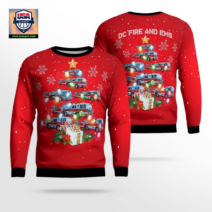 Washington DC Fire And EMS Christmas AOP Sweater
