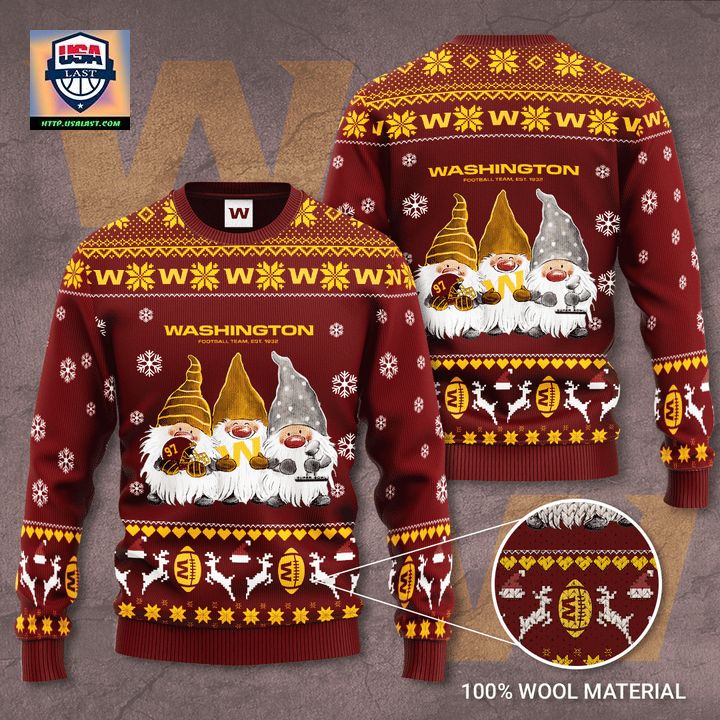 Washington Football Team Gnome De Noel Christmas Ugly Sweater