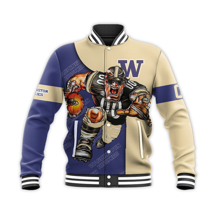 Washington Huskies Personalized Name Number Purple Gold Varsity Baseball Jacket for Men & Women | NCAA Team Fan Gift