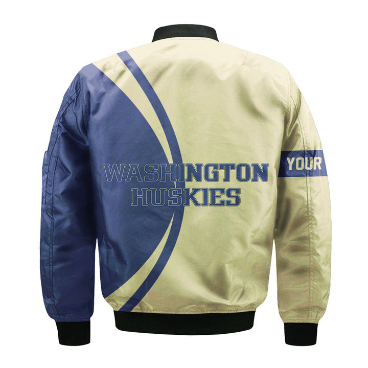 Washington Huskies Personalized Text Champions Bomber Jacket | NCAA College Team Jacket for Men & Women | Sports Fan Gift - Image 3