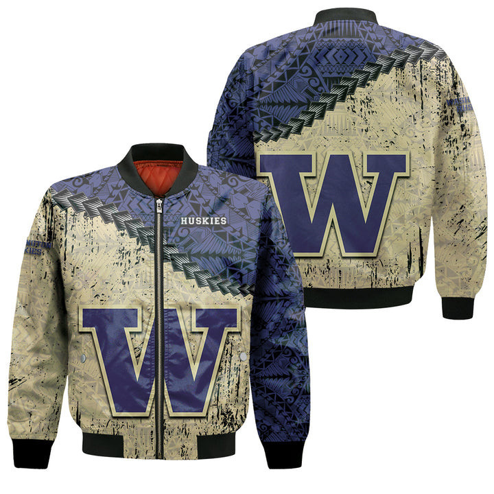 Washington Huskies Purple Gold Bomber Jacket | NCAA College Team Jacket for Men & Women | Sports Fan Gift