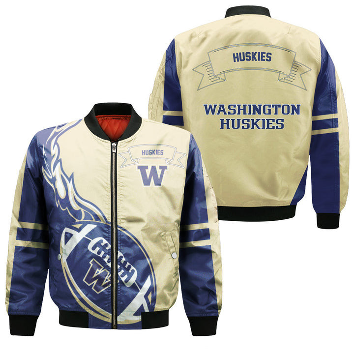 Washington Huskies Purple Gold Bomber Jacket | NCAA College Team Jacket for Men & Women | Sports Fan Gift