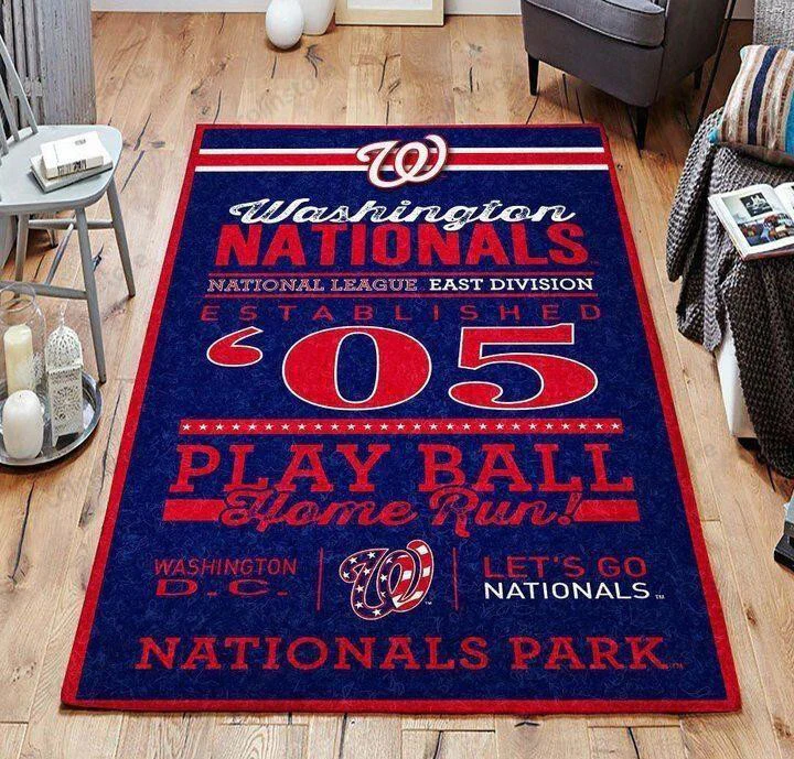 Washington Nationals Baseball Rectangle Area Rug – Full Print Carpet For Living Room & Bedroom Home Decor