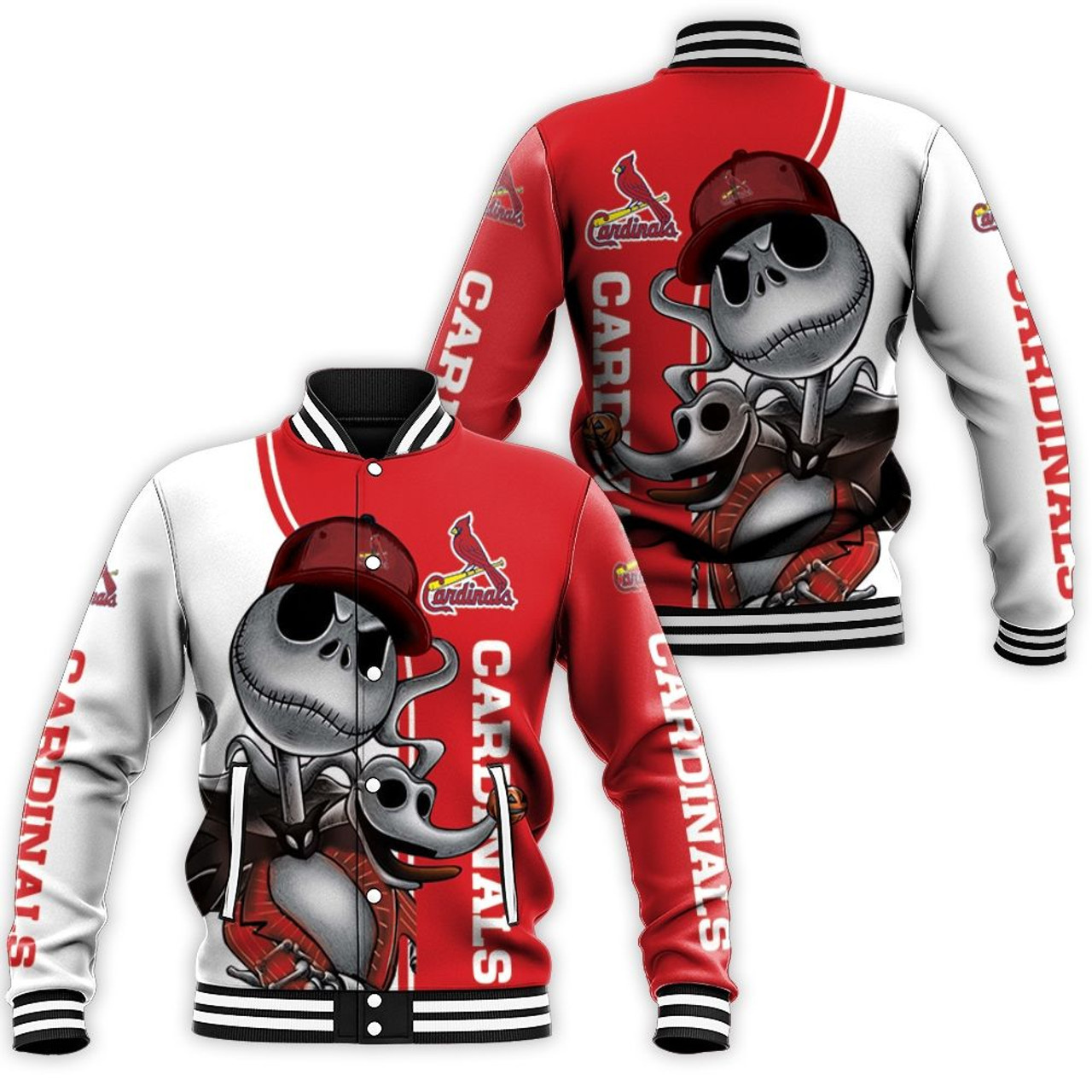 Washington Nationals Jack Skellington & Zero Varsity Baseball Jacket for Men & Women | MLB Fan Gift