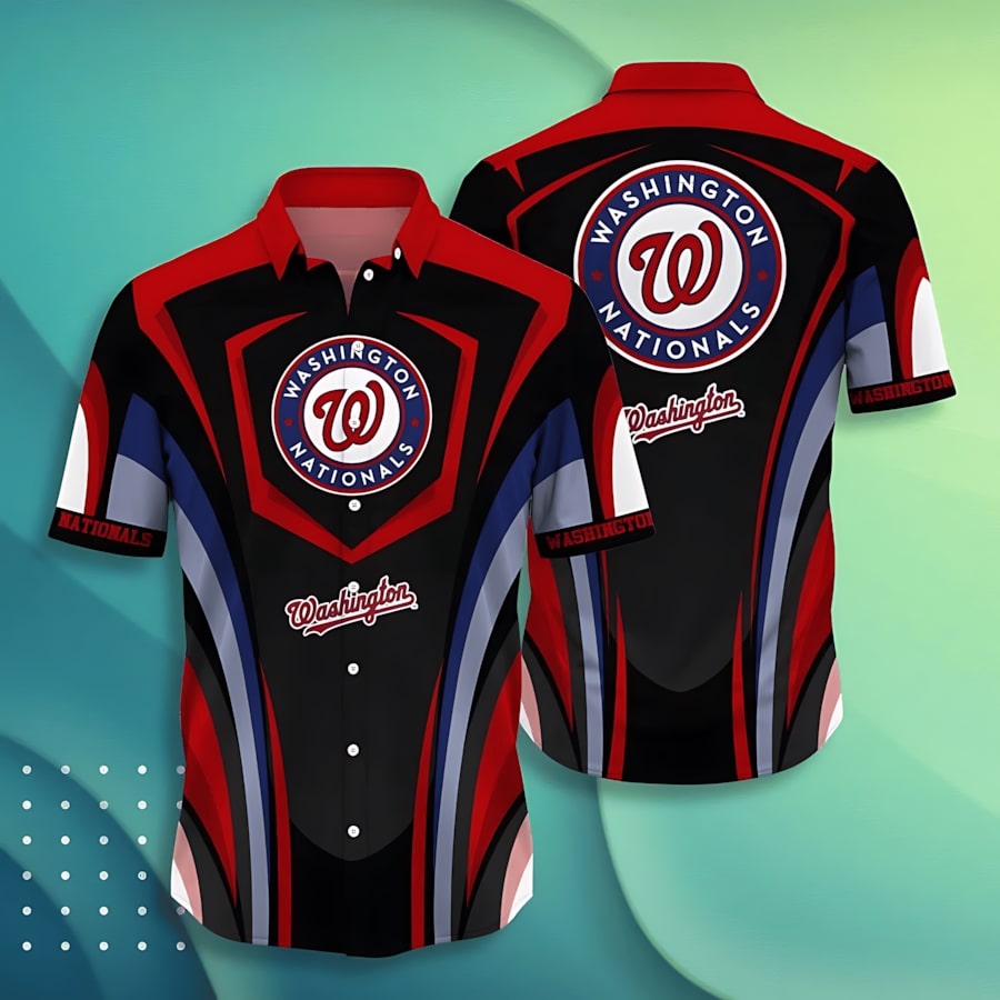 Washington Nationals Ocean Wave Aloha Hawaiian Shirt for Men & Women