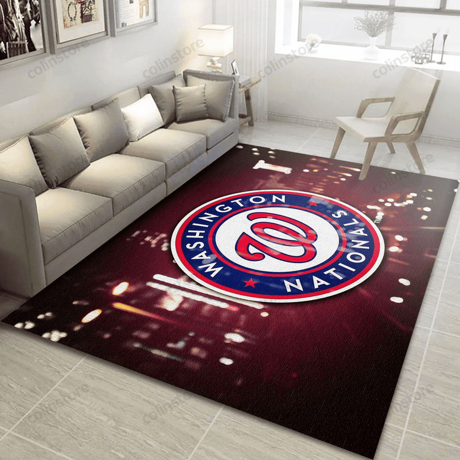 Washington Nationals Rectangle Area Rug – Full Print Carpet For Living Room & Bedroom Home Decor