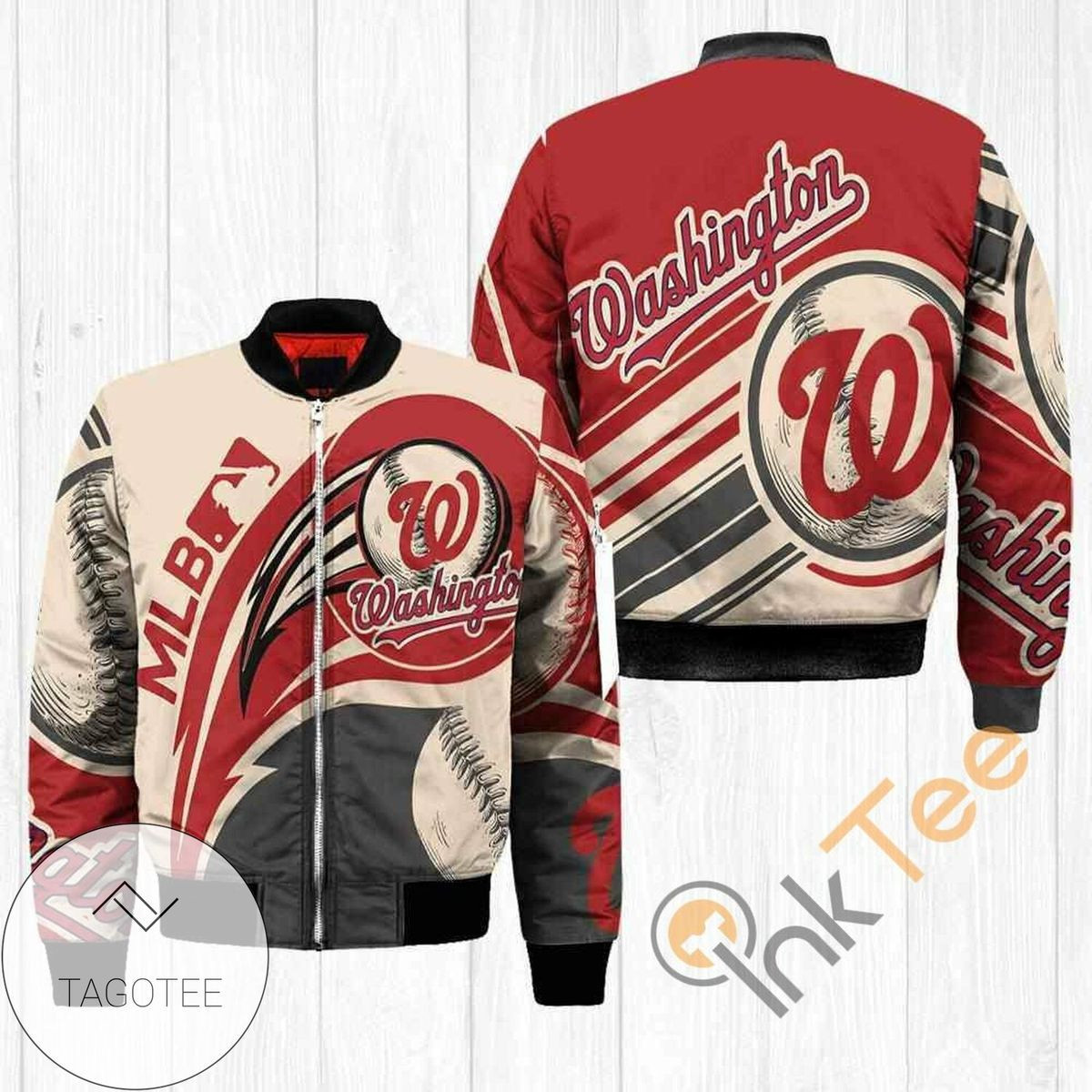 Washington Nationals Red Gray Bomber Jacket | MLB Team Jacket for Men & Women | Baseball Fan Gift