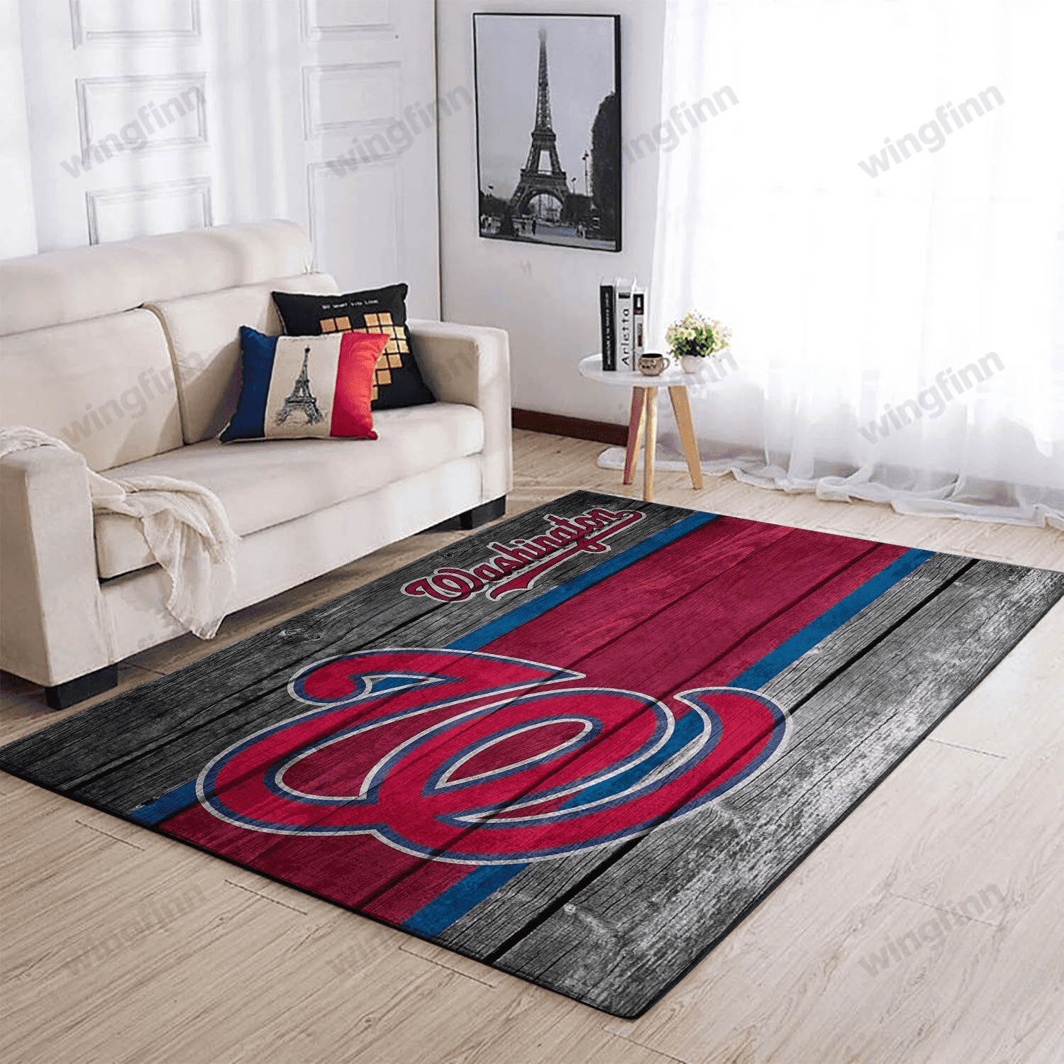 Washington Nationals Team Logo Rectangle Area Rug – Full Print Carpet For Living Room & Bedroom Home Decor