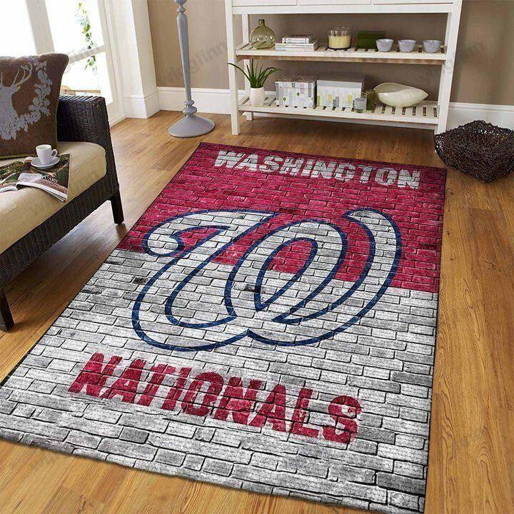Washington Nationals Team Logo Rectangle Area Rug – Full Print Carpet For Living Room & Bedroom Home Decor