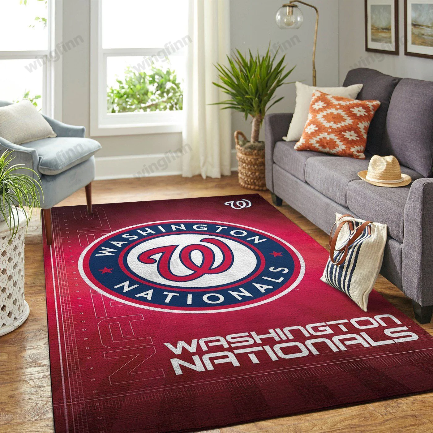Washington Nationals Team Logo Rectangle Area Rug – Full Print Carpet For Living Room & Bedroom Home Decor