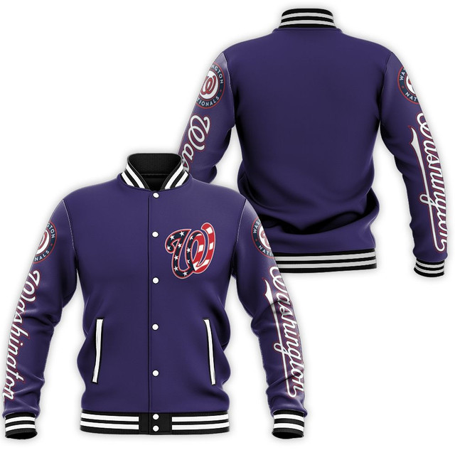 Washington Nationals US Flag Varsity Baseball Jacket for Men & Women | MLB Team Fan Gift