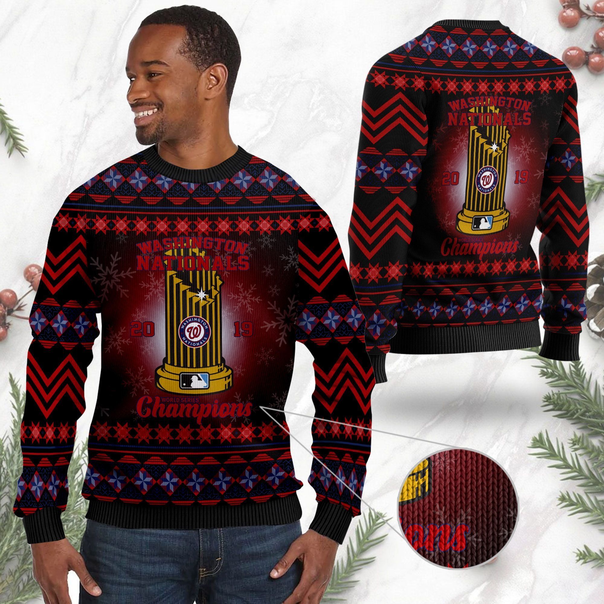 Washington Nationals World Series Champions MLB Cup Ugly Christmas Sweater