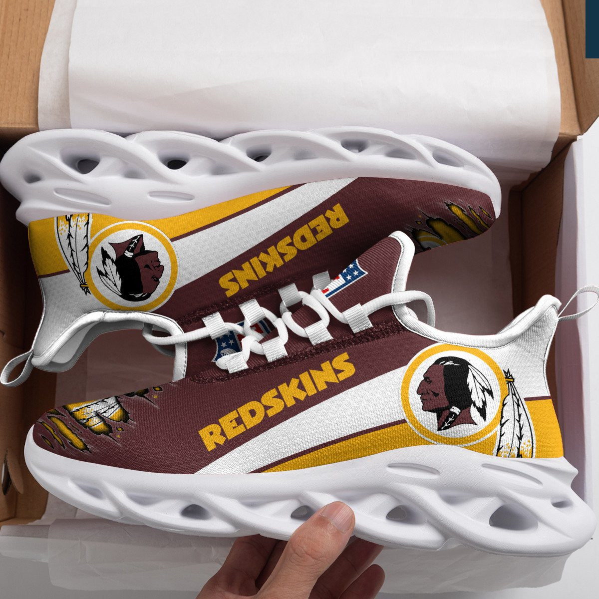 Washington Redskins NFL Max Soul Shoes Sneakers for Men And Women – NFL Football Fan Shoes, Team Sneakers
