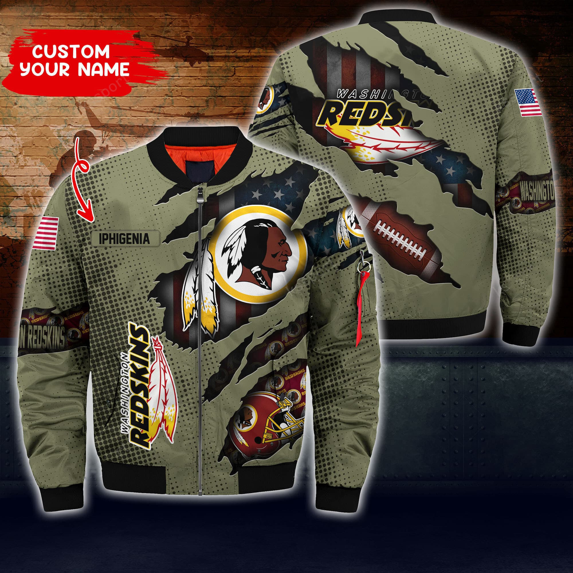 Washington Redskins Personalized Thick Bomber Jacket | NFL Team Jacket for Men & Women | Football Fan Gift
