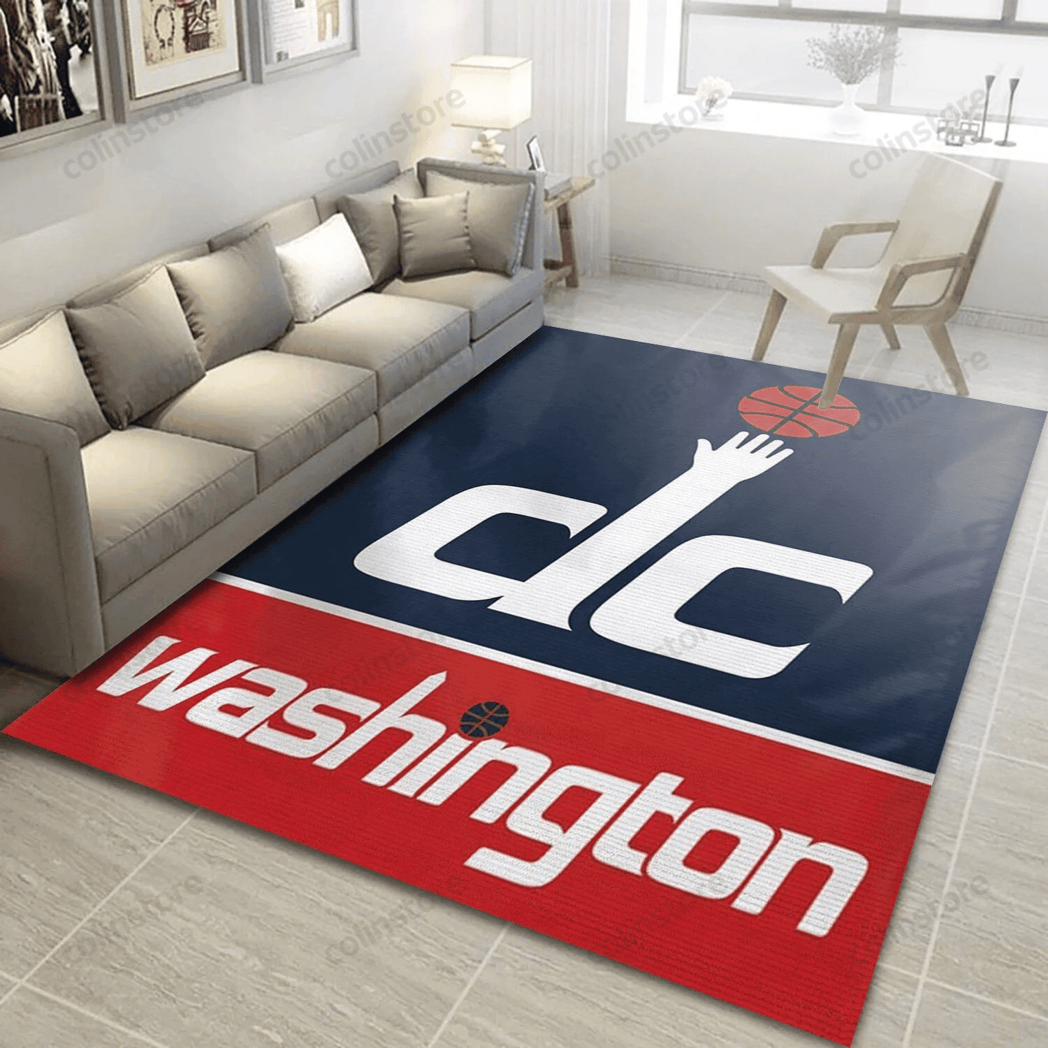 Washington Wizards Basketball 3D Rectangle Area Rug – Full Print Carpet For Living Room & Bedroom Home Decor