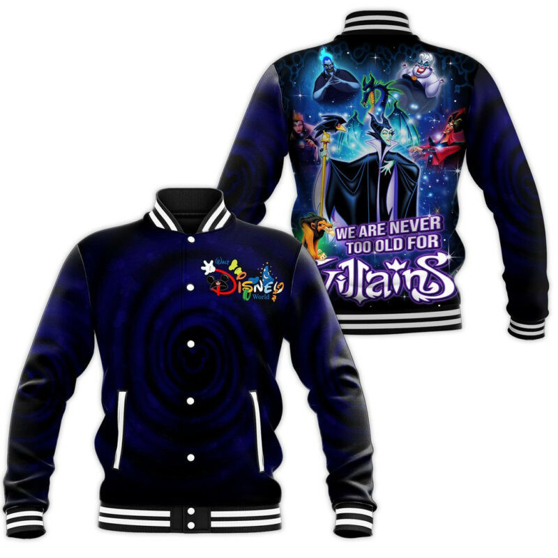 We Are Never Too Old For Villains Baseball Jacket Fashion Baseball Jacket for Men & Women | Cartoon Fan Gift
