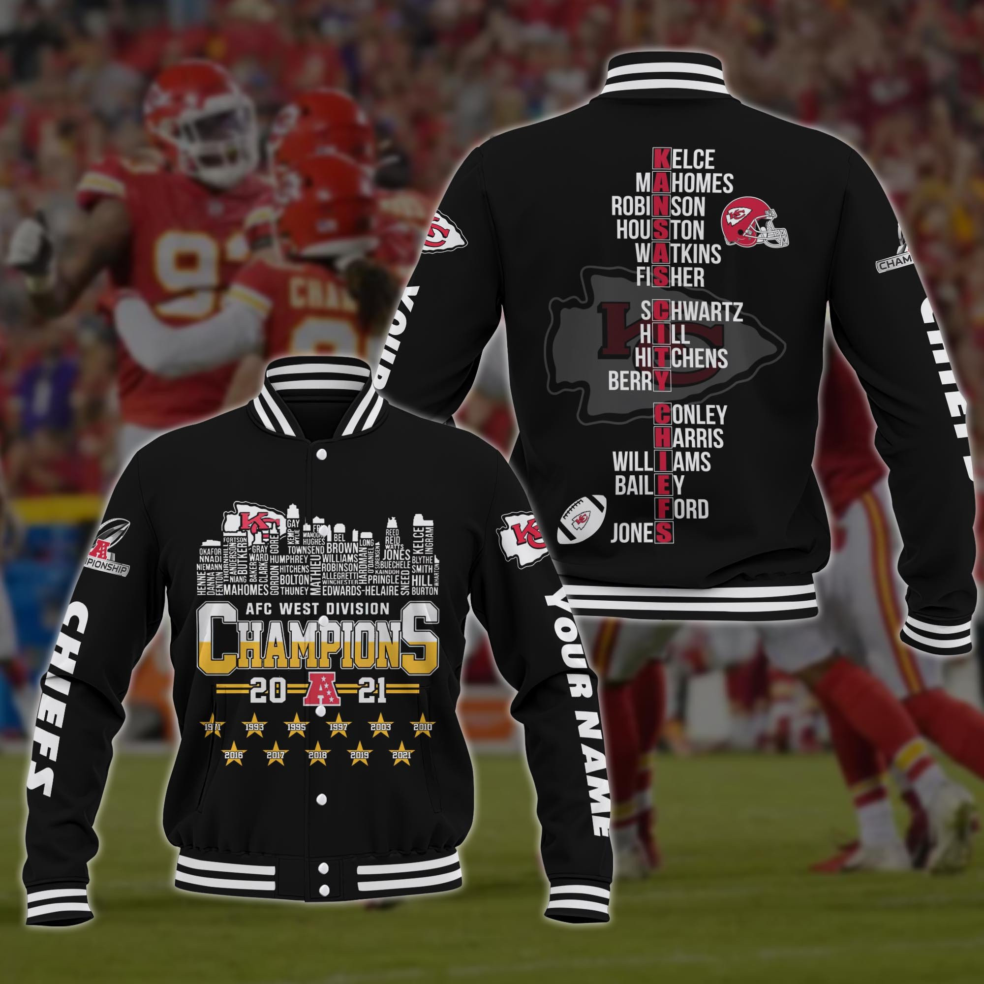 West Division Kansas City Chiefs Champions Baseball Jacket Fashion Baseball Jacket for Men & Women | Fashion Fan Gift