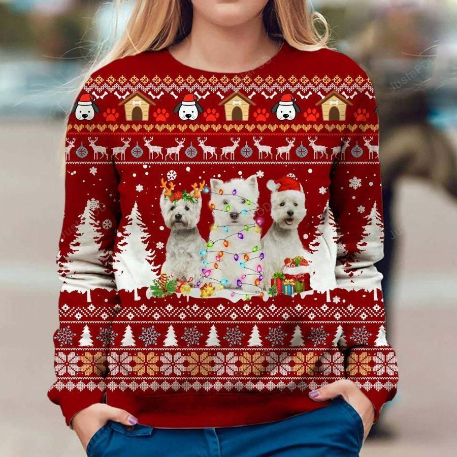 West Highland White Terrier Dog Ugly Christmas Sweater, Perfect Holiday Gift