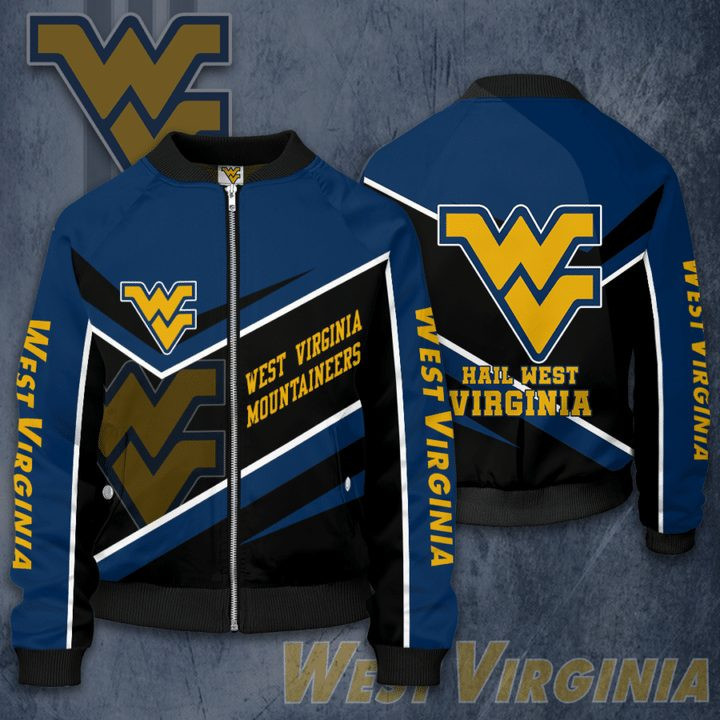 West Virginia Mountaineers Blue Black Bomber Jacket | NCAA College Team Jacket for Men & Women | Sports Fan Gift