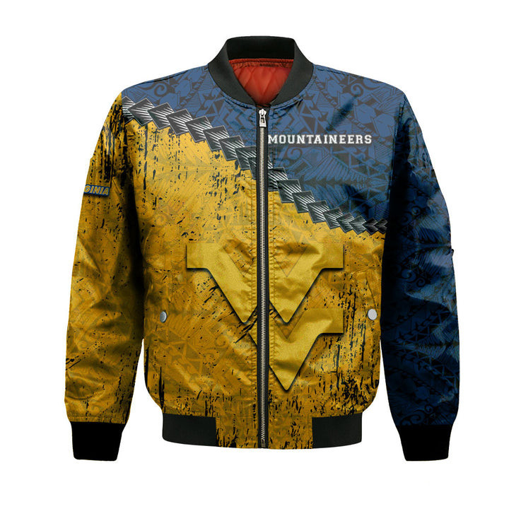 West Virginia Mountaineers Blue Gold Bomber Jacket | NCAA College Team Jacket for Men & Women | Sports Fan Gift
