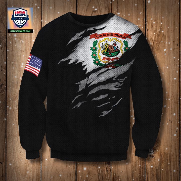 West Virginia State Flag Sweater Virginia State And Us Flag Logo Sweater Cozy Gift For Him