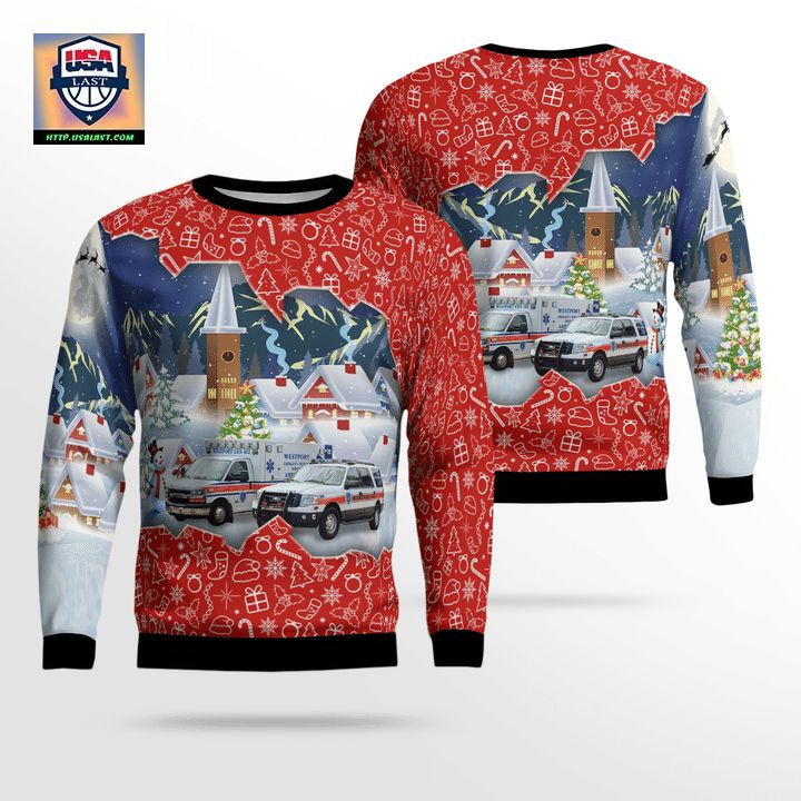 Westport Connecticut Westport Volunteer Emergency Medical Service WVEMS Christmas Sweater 3D