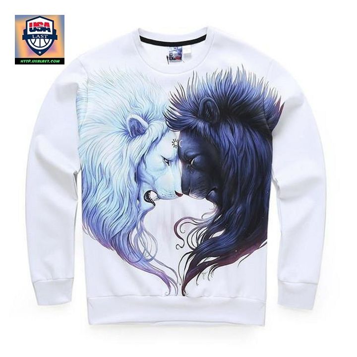 White Black Lion Sweater Sh3336