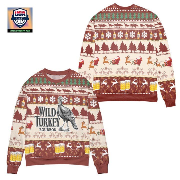 Wild Turkey Bourbon Snowflake Pattern Ugly Christmas Sweater
