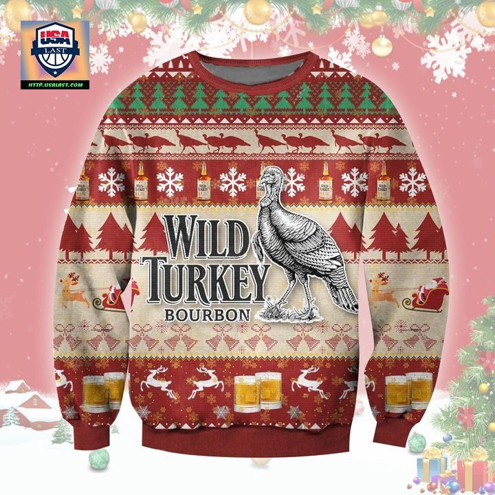 Wild Turkey Bourbon Whiskey Ugly Christmas Sweater