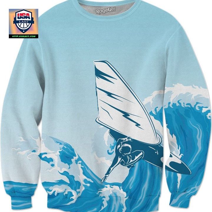 Windsurfing Or Sailboarding Dude Catching Gnarly Waves Sweater