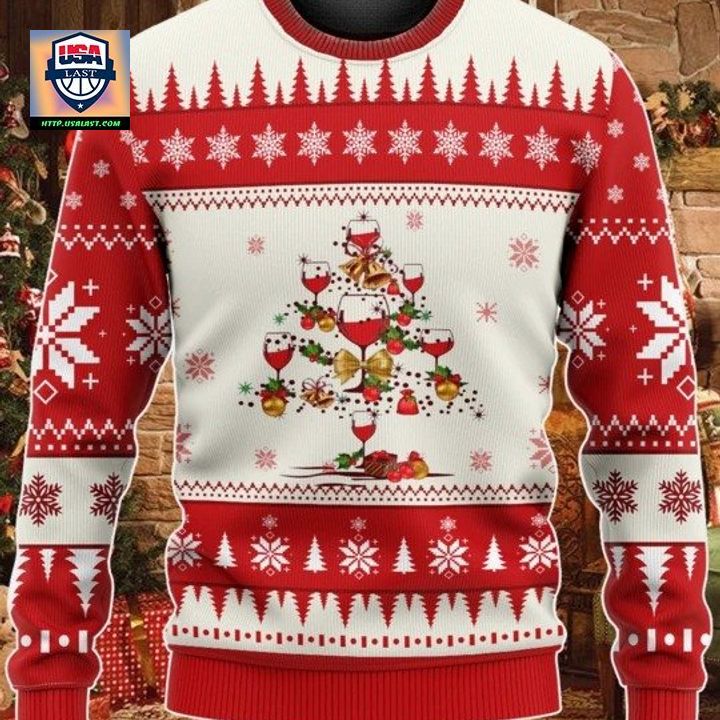 Wine Christmas Tree Sweater Hoodie