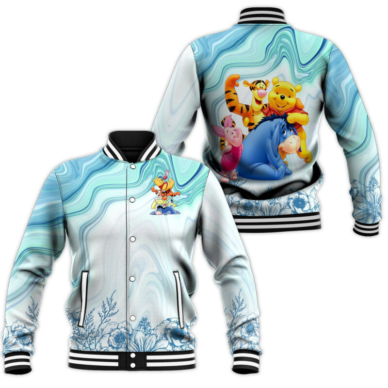 Winnie the Pooh Fashion Baseball Jacket for Men & Women | Cartoon Fan Gift