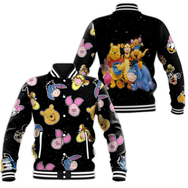 Winnie The Pooh Friendship Disney Cartoon Baseball Jacket for Men & Women | Cartoon Fan Gift
