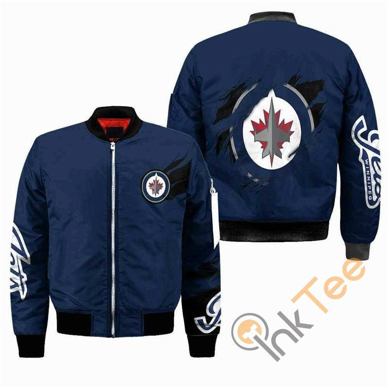 Winnipeg Jets Navy Blue Bomber Jacket | NHL Team Jacket for Men & Women | Hockey Fan Gift