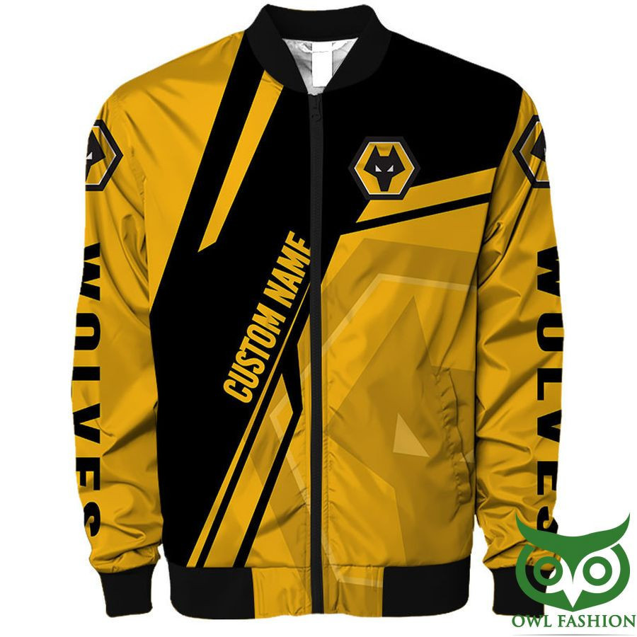 Wolverhampton Wanderers FC Personalized Yellow Black Bomber Jacket | Streetwear Jacket for Men & Women | Fan Gift