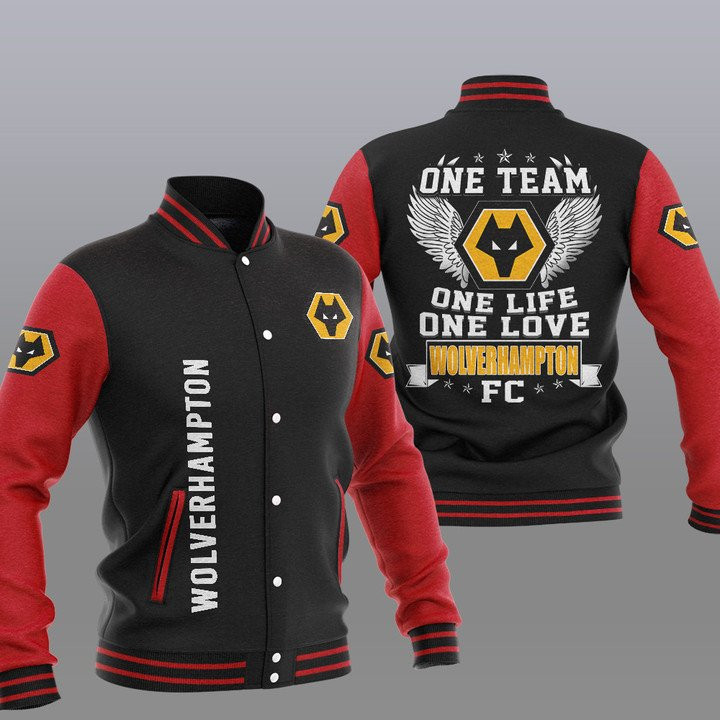 Wolverhampton Wanderers Red One Team Varsity Baseball Jacket for Men & Women | Soccer Team Fan Gift