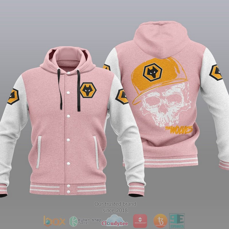 Wolverhampton Wanderers Skull Varsity Baseball Jacket for Men & Women | Soccer Team Fan Gift