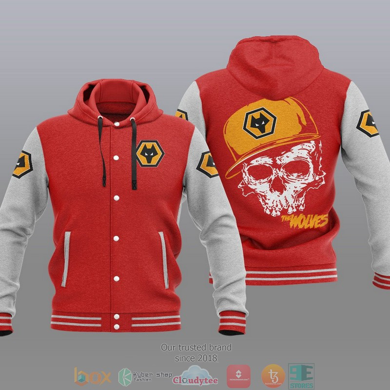 Wolverhampton Wanderers Skull Varsity Baseball Jacket for Men & Women | Soccer Team Fan Gift