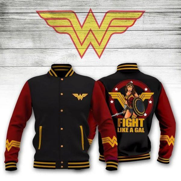 Wonder Woman Fight Like A Gal DC Comics Baseball Jacket for Men & Women | Superhero Fan Gift