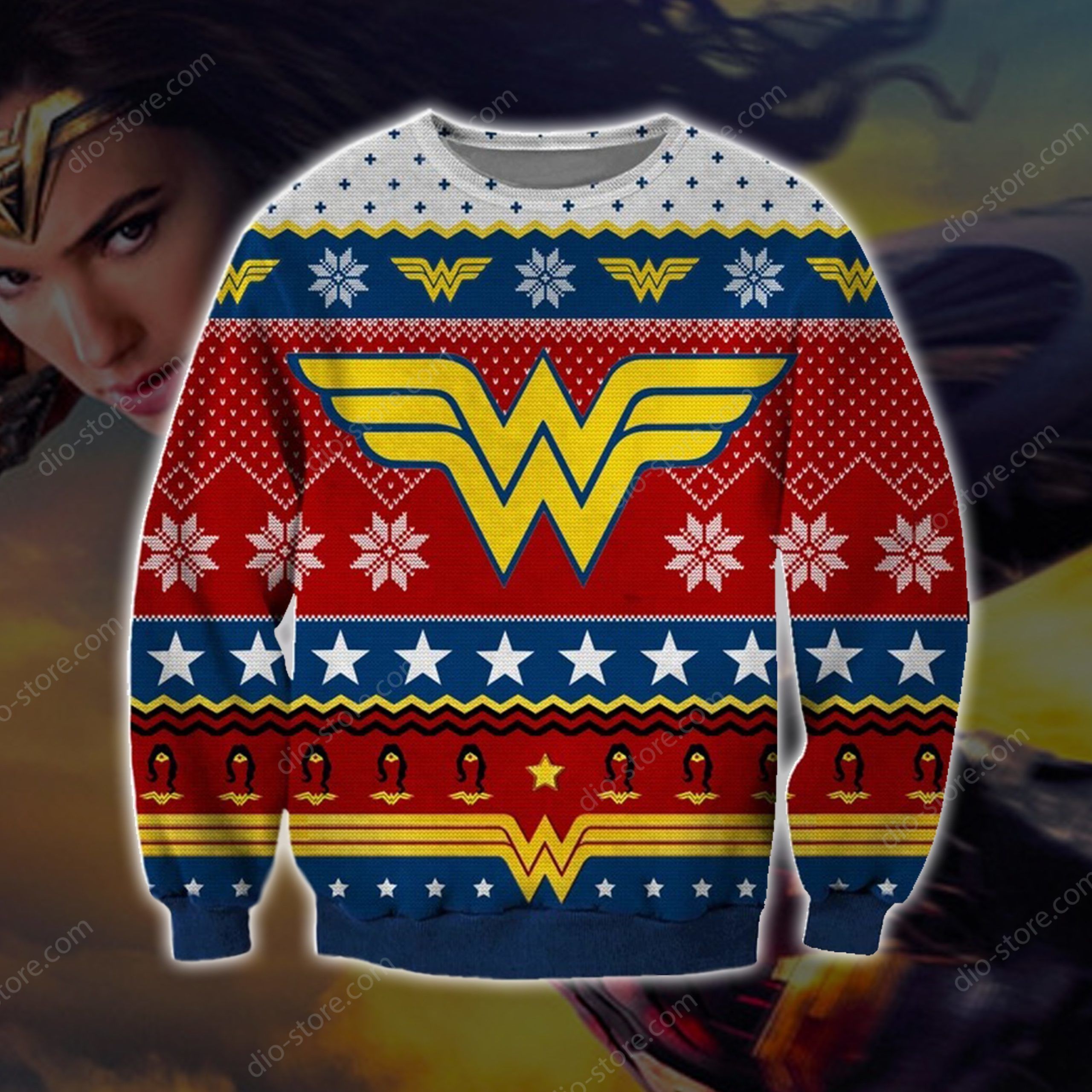 Wonder Woman Knitting Pattern 3D Print Ugly Christmas Sweater