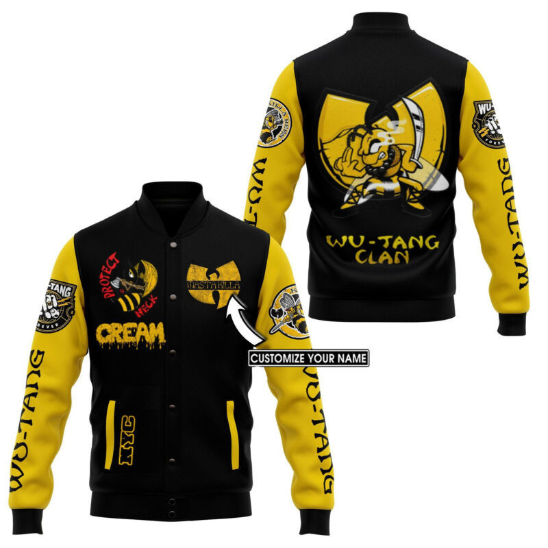 Wu-Tang Clan Cream NYC Personalized Name Personalized Name Baseball Jacket for Men & Women | Music Fan Gift