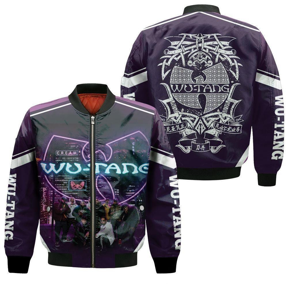 Wutang Clan Cream Led Light Logo Sky View Legend Hip Hop Bomber Jacket | Streetwear Jacket for Men & Women | Fan Gift