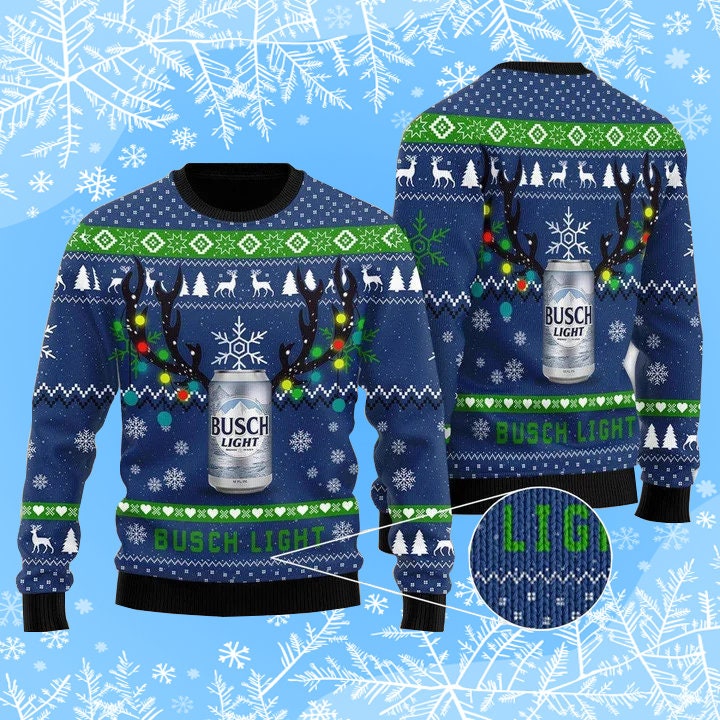 Xmas Deer Busch Light Ugly Christmas Sweater