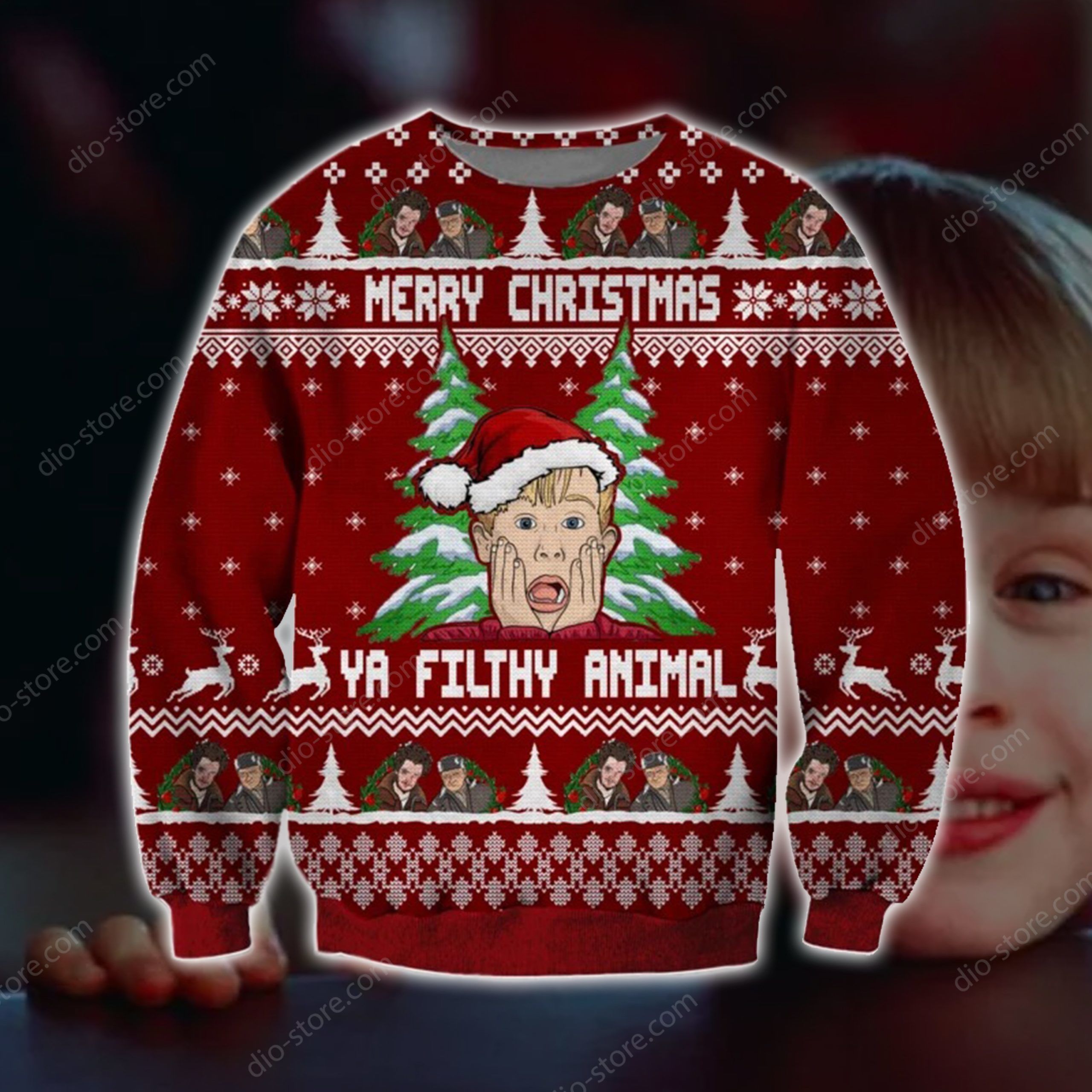 Ya Filthy Animal Knitting Pattern 3D Print Ugly Christmas Sweater