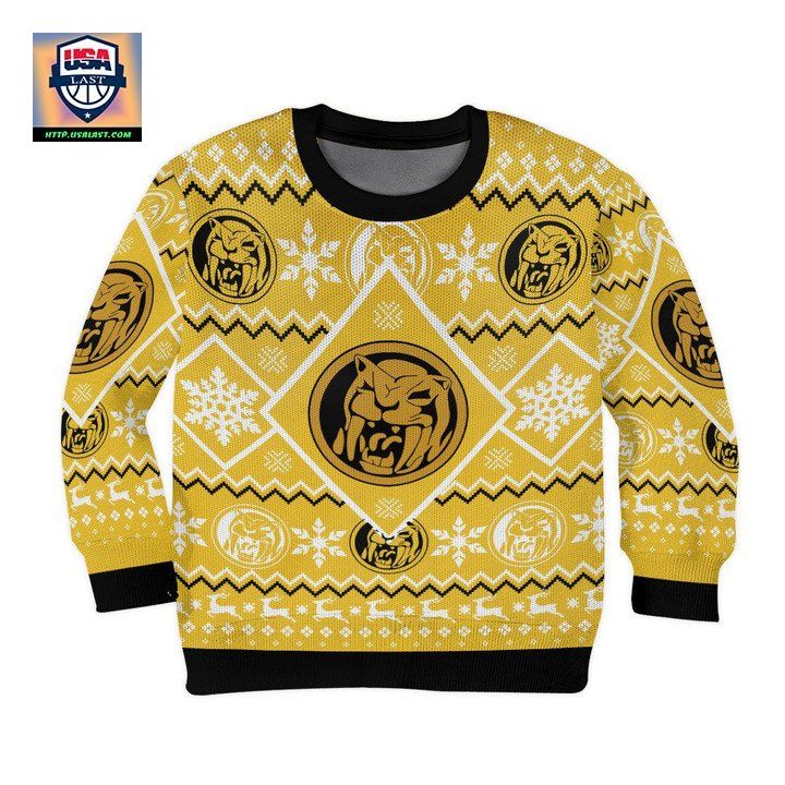 Yellow Mighty Morphin Power Ranger Christmas Sweater